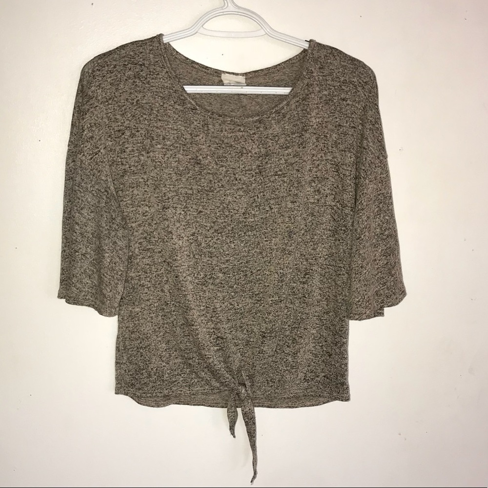 Tie up short sleeve sweater
